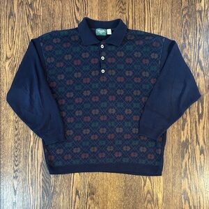 Vintage 90s Argyle Patterned Knit Sweater